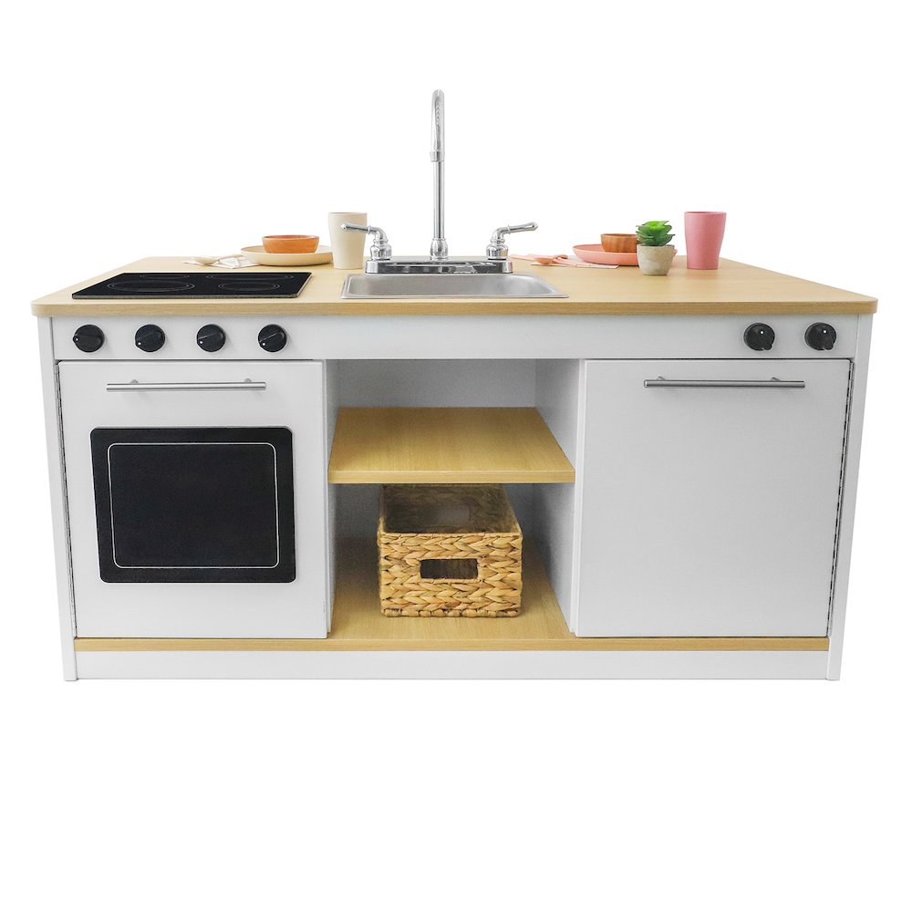 Kitchen Island Breakfast Bar in Brown and White Color
