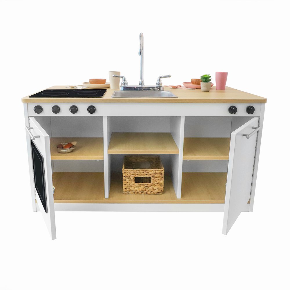 Kitchen Island Breakfast Bar in Brown and White Color