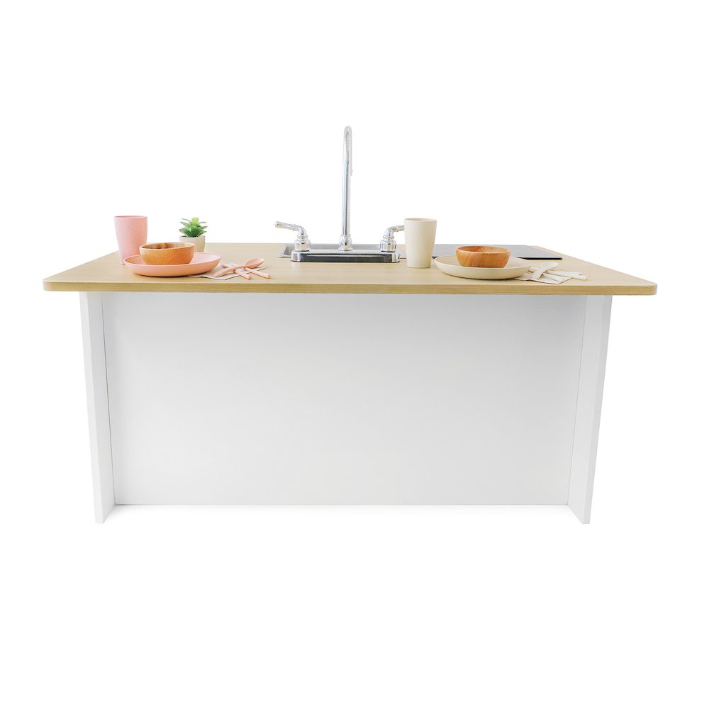 Kitchen Island Breakfast Bar in Brown and White Color