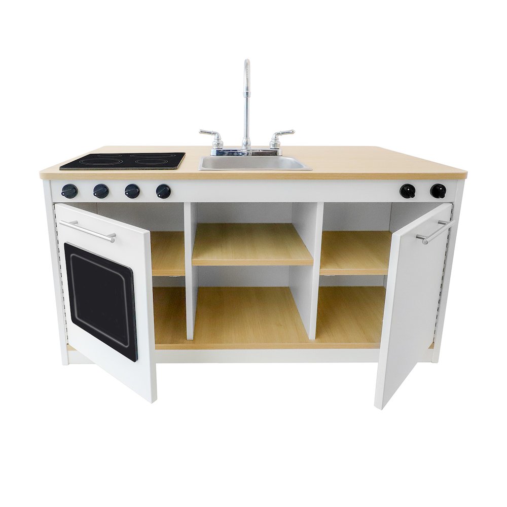 Kitchen Island Breakfast Bar in Brown and White Color