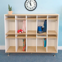 10 Section Coat Locker in Brown and White Color