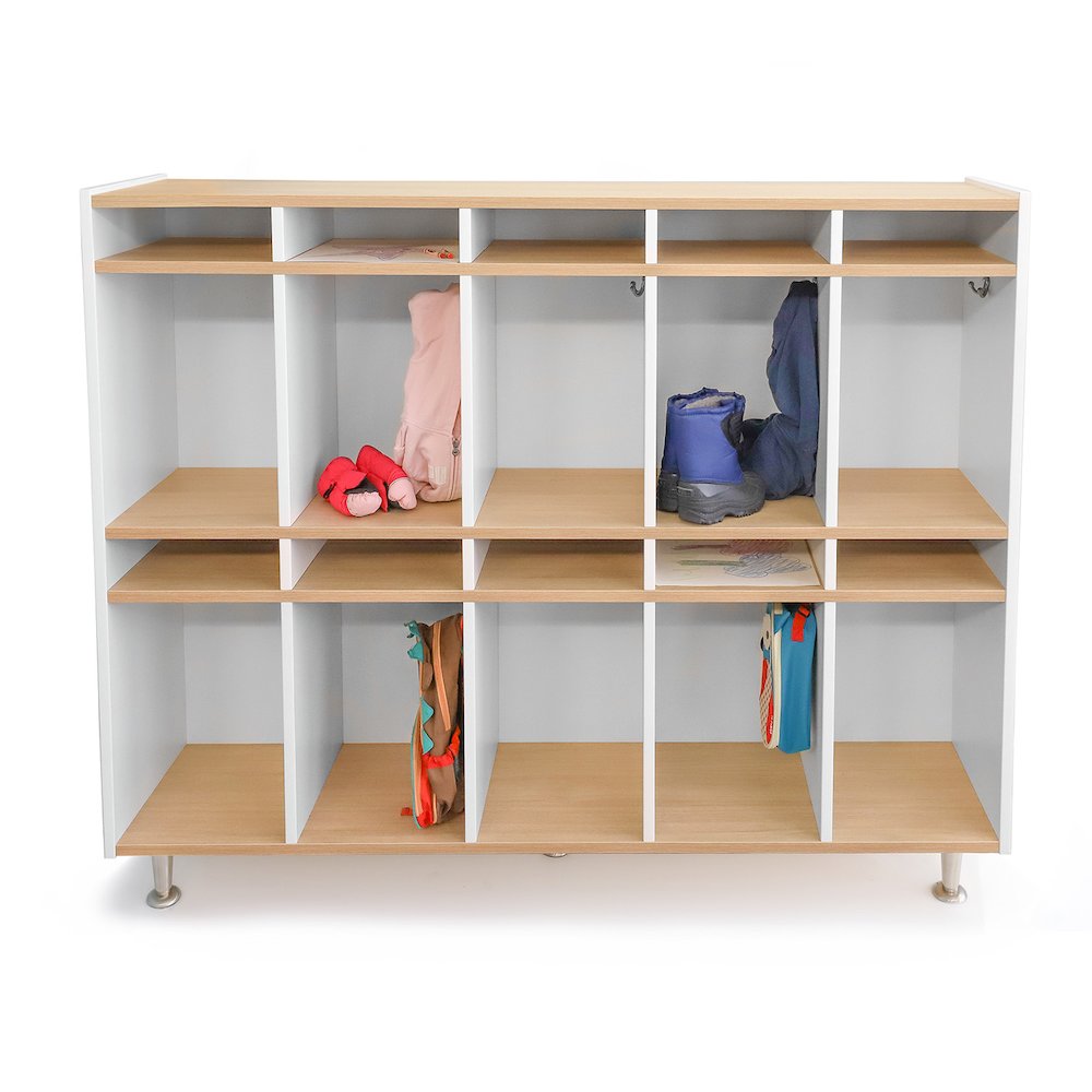 10 Section Coat Locker in Brown and White Color