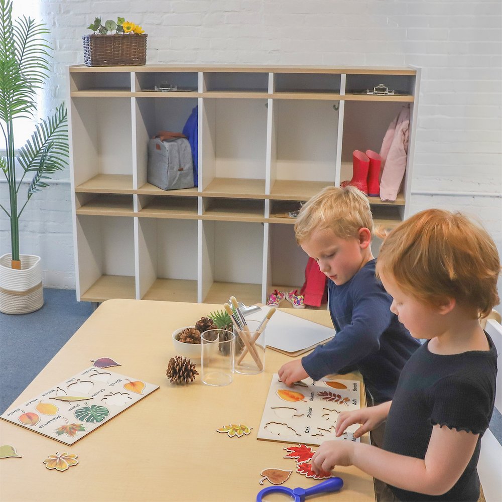 10 Section Coat Locker in Brown and White Color