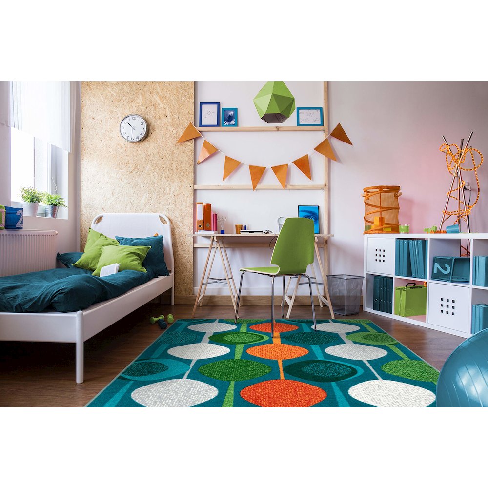 Kid Essentials String Along 10'9" x 13'2" Area Rug in Color Citrus