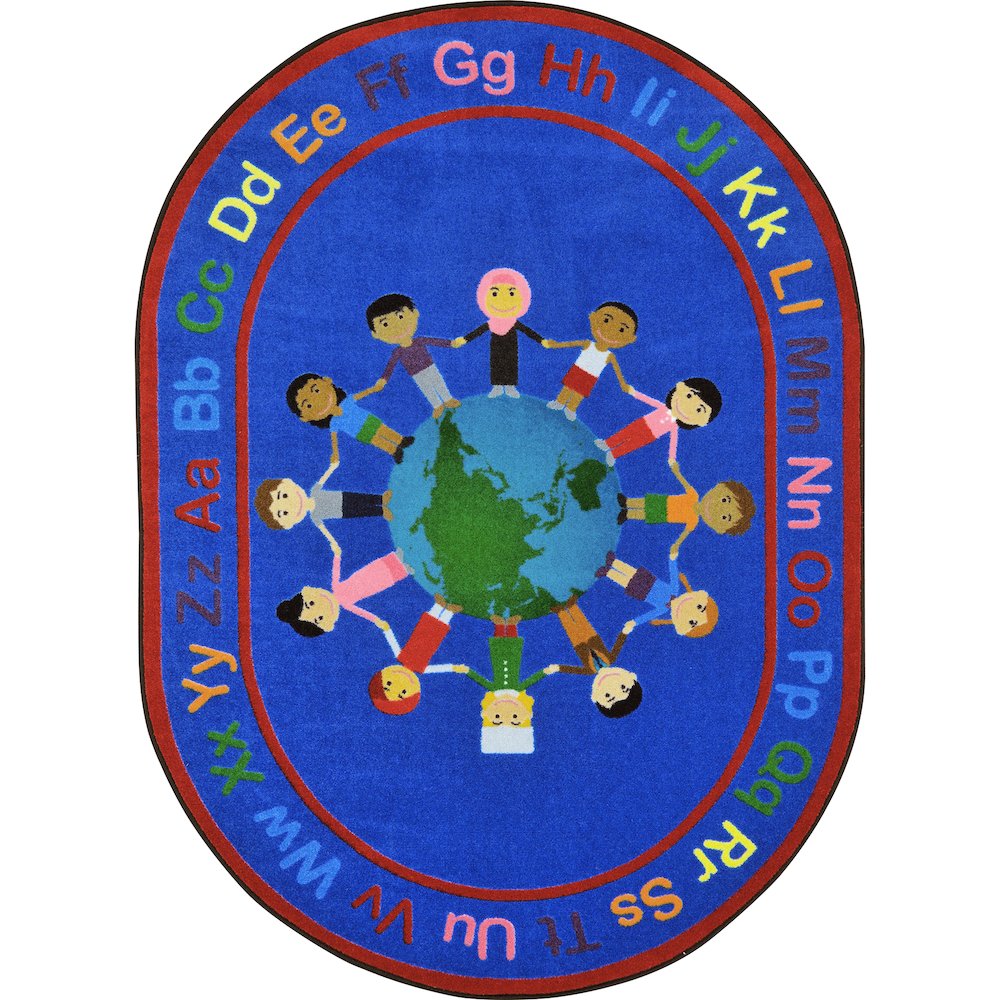 Kid Essentials A World of Friends 10'9" x 13'2" Oval Area Rug in Color Multi