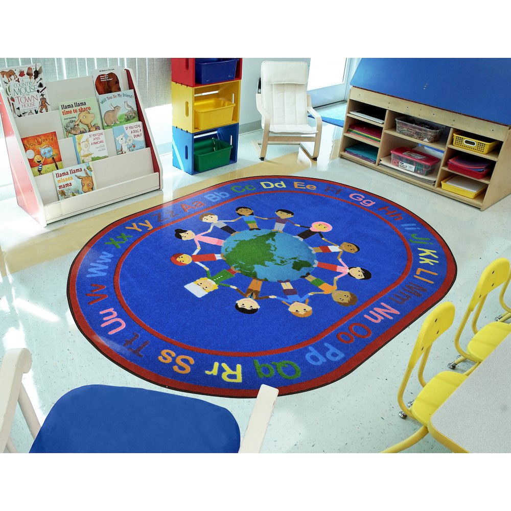 Kid Essentials A World of Friends 10'9" x 13'2" Oval Area Rug in Color Multi