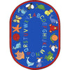 Kid Essentials ABC Animals 7'8" x 10'9" Oval Area Rug in Color Blue