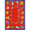 Kid Essentials ABC Animals 7'8" x 10'9" Area Rug in Color Red