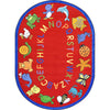 Kid Essentials ABC Animals 7'8" x 10'9" Oval Area Rug in Color Red