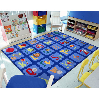 Kid Essentials Alphabet Blues 5'4" x 7'8" Area Rug in Color Multi