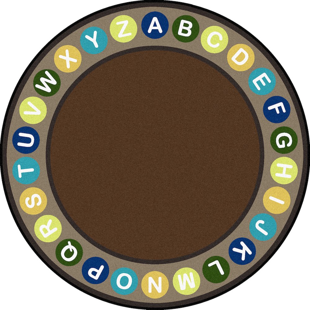 Kid Essentials Alphabet Spots 13'2" Round Area Rug in Color Earthtone
