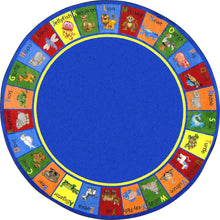 Kid Essentials Animal Phonics 13'2" Round Area Rug in Color Multi
