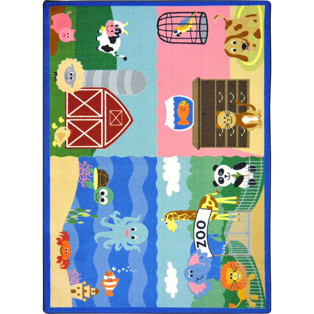 Kid Essentials Animals All Around 5'4" x 7'8" Area Rug in Color Multi