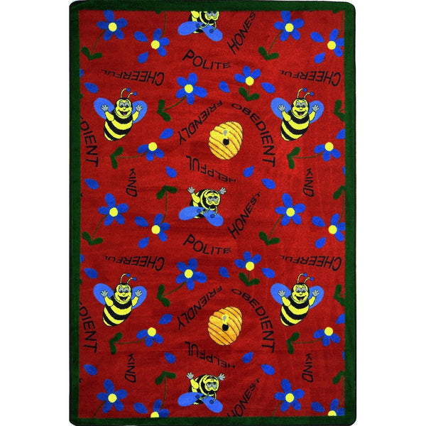 Kid Essentials Bee Attitudes 5'4" x 7'8" Area Rug in Color Red
