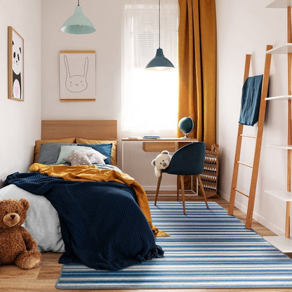Claremont Kids Between the Lines 5'4" x 7'8" Area Rug in Color Blue Skies