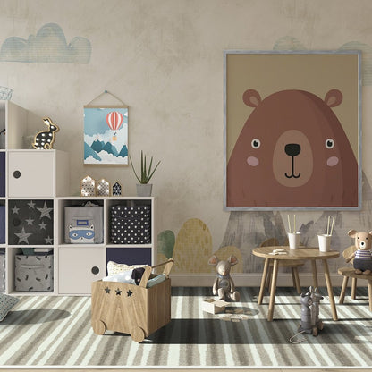 Claremont Kids Between the Lines 5'4" x 7'8" Area Rug in Color Linen