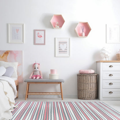 Claremont Kids Between the Lines 5'4" x 7'8" Area Rug in Color Blush