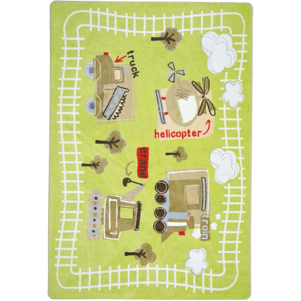 Kid Essentials Big Machines 5'4" x 7'8" Area Rug in Color Multi
