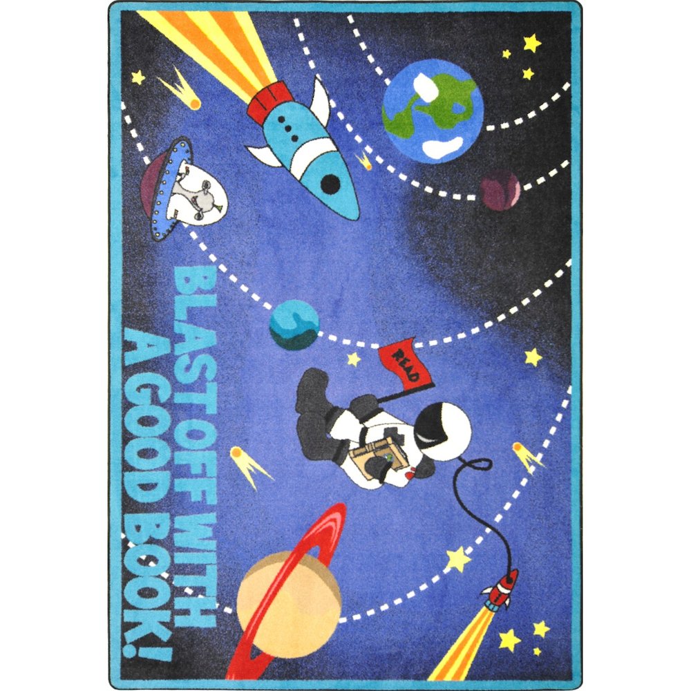 Kid Essentials Blast Off With a Good Book 7'8" x 10'9" Area Rug in Color Multi