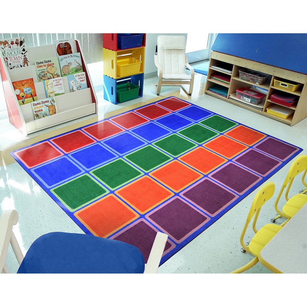 Kid Essentials Blocks Abound 10'9" x 13'2" Area Rug in Color Primary