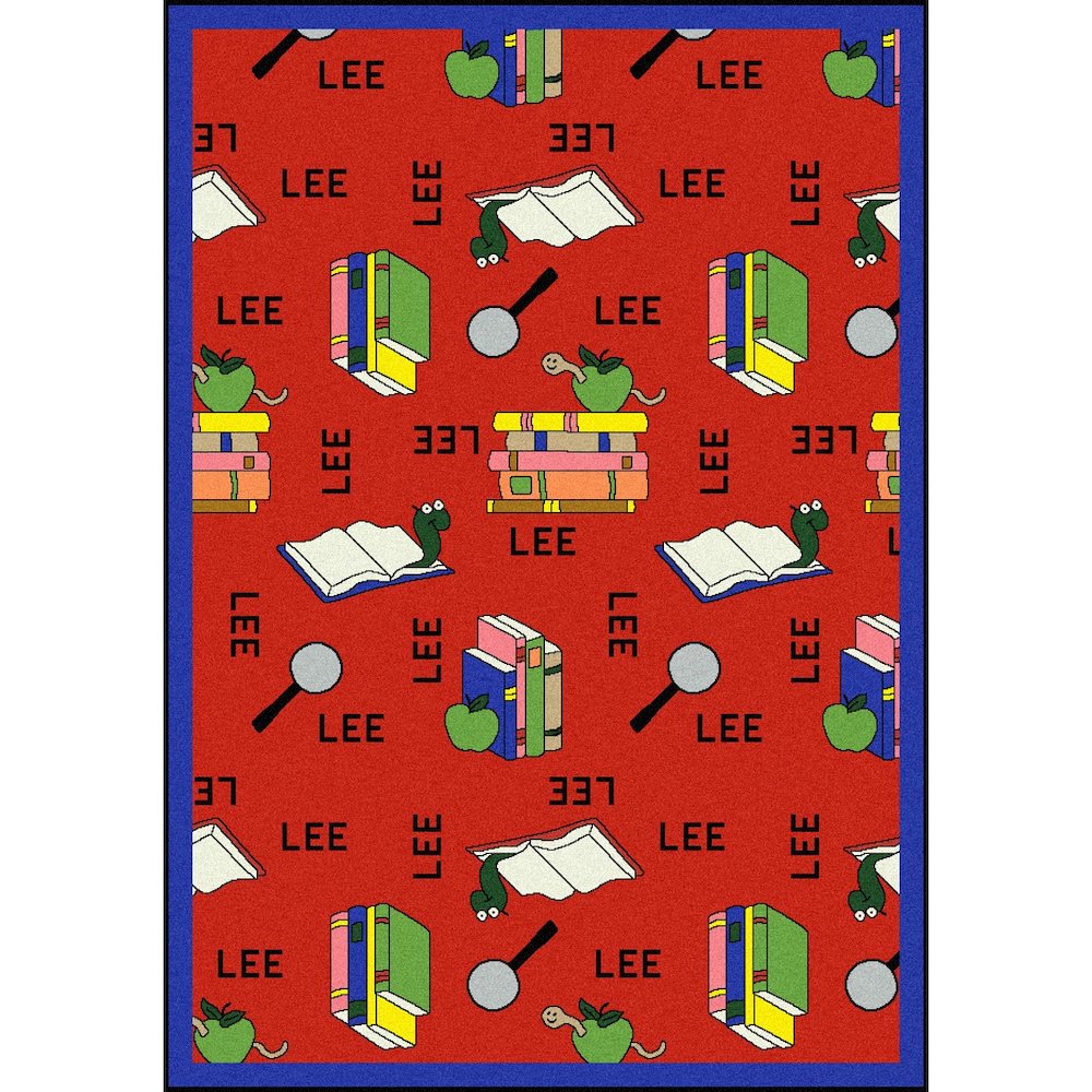 Kid Essentials Bookworm (Spanish) 5'4" x 7'8" Area Rug in Color Red