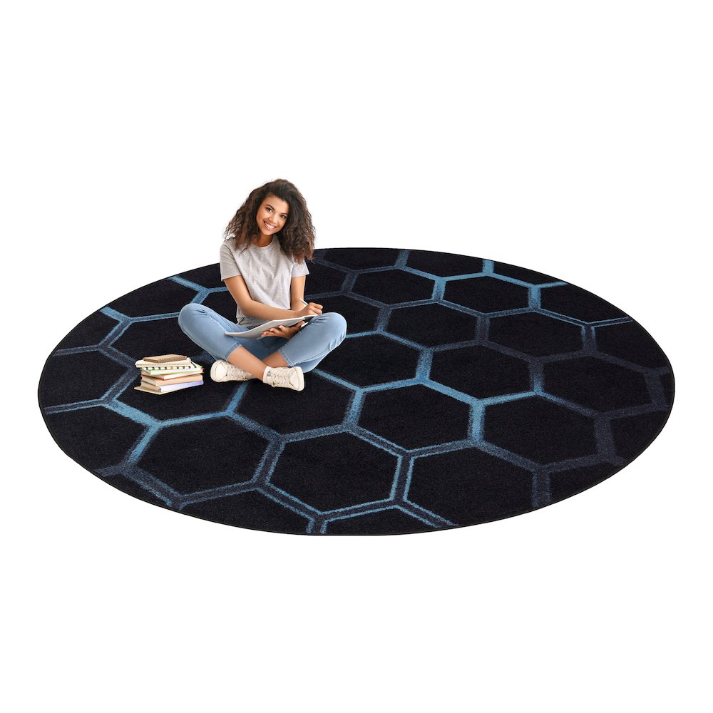 Kid Essentials Breakout 7'7" Round Area Rug in Color Teal