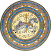 Kid Essentials Carousel 5'4" Round Area Rug in Color Yellow