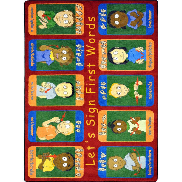 Kid Essentials First Signs 7'8" x 10'9" Area Rug in Color Multi