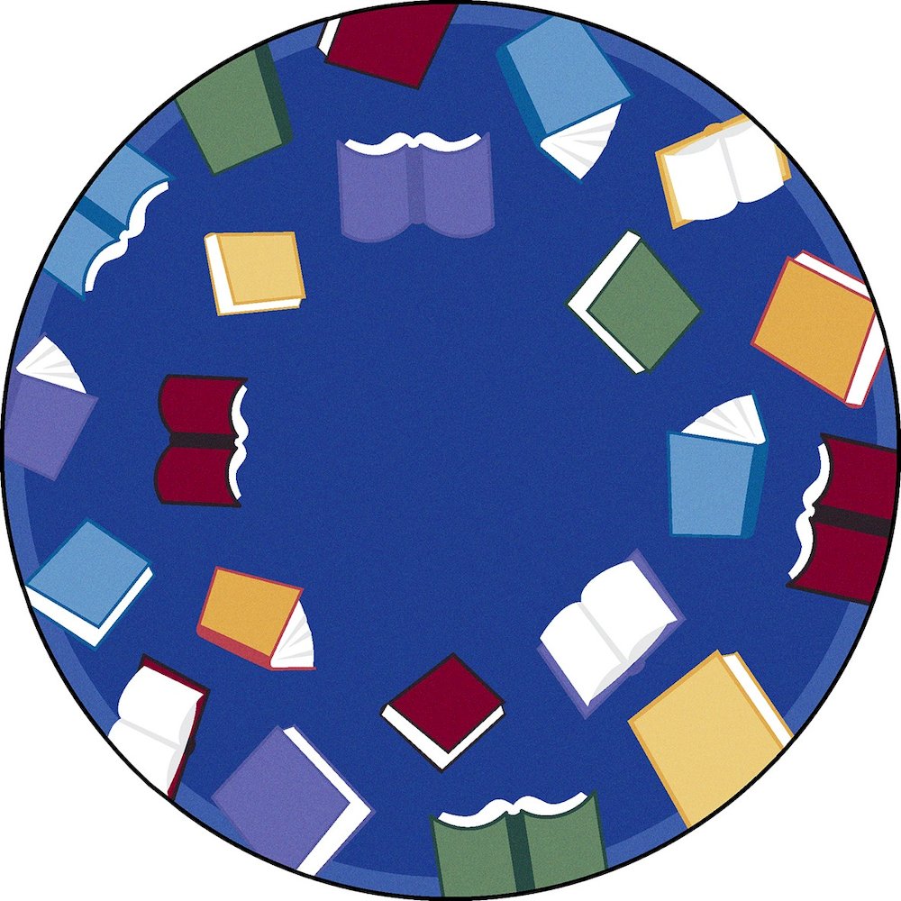Kid Essentials Fly Away with Reading 13'2" Round Area Rug in Color Multi