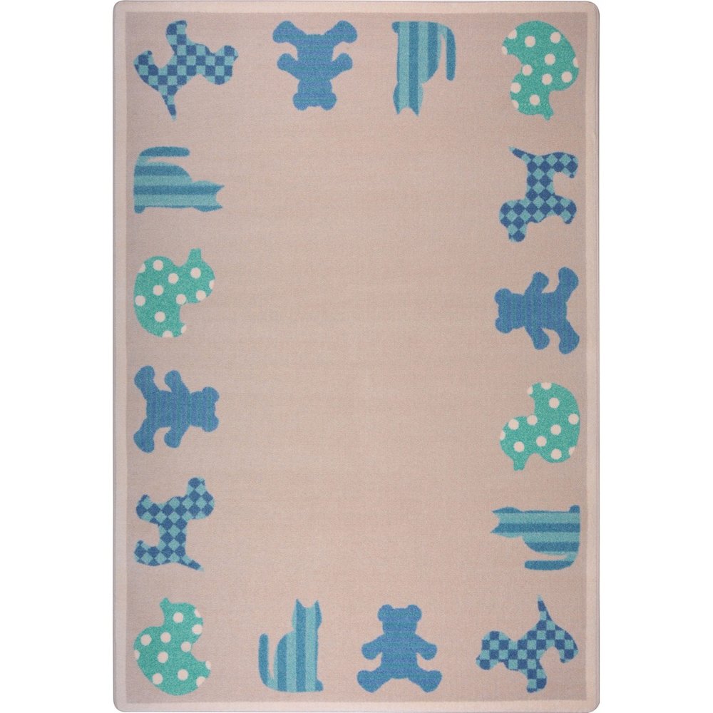Kid Essentials Frisky Friends 5'4" x 7'8" Area Rug in Color Blue