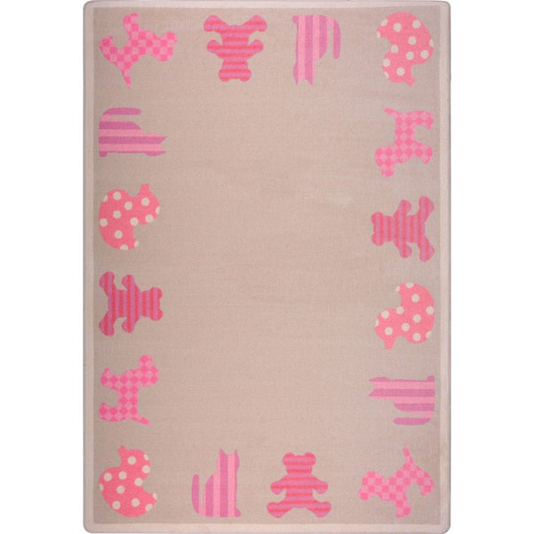 Kid Essentials Frisky Friends 5'4" x 7'8" Area Rug in Color Pink