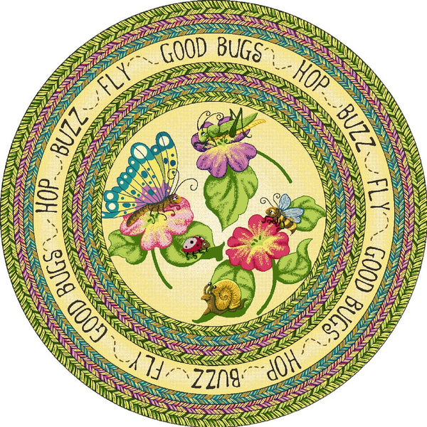Kid Essentials Good Bugs 5'4" Round Area Rug in Color Multi