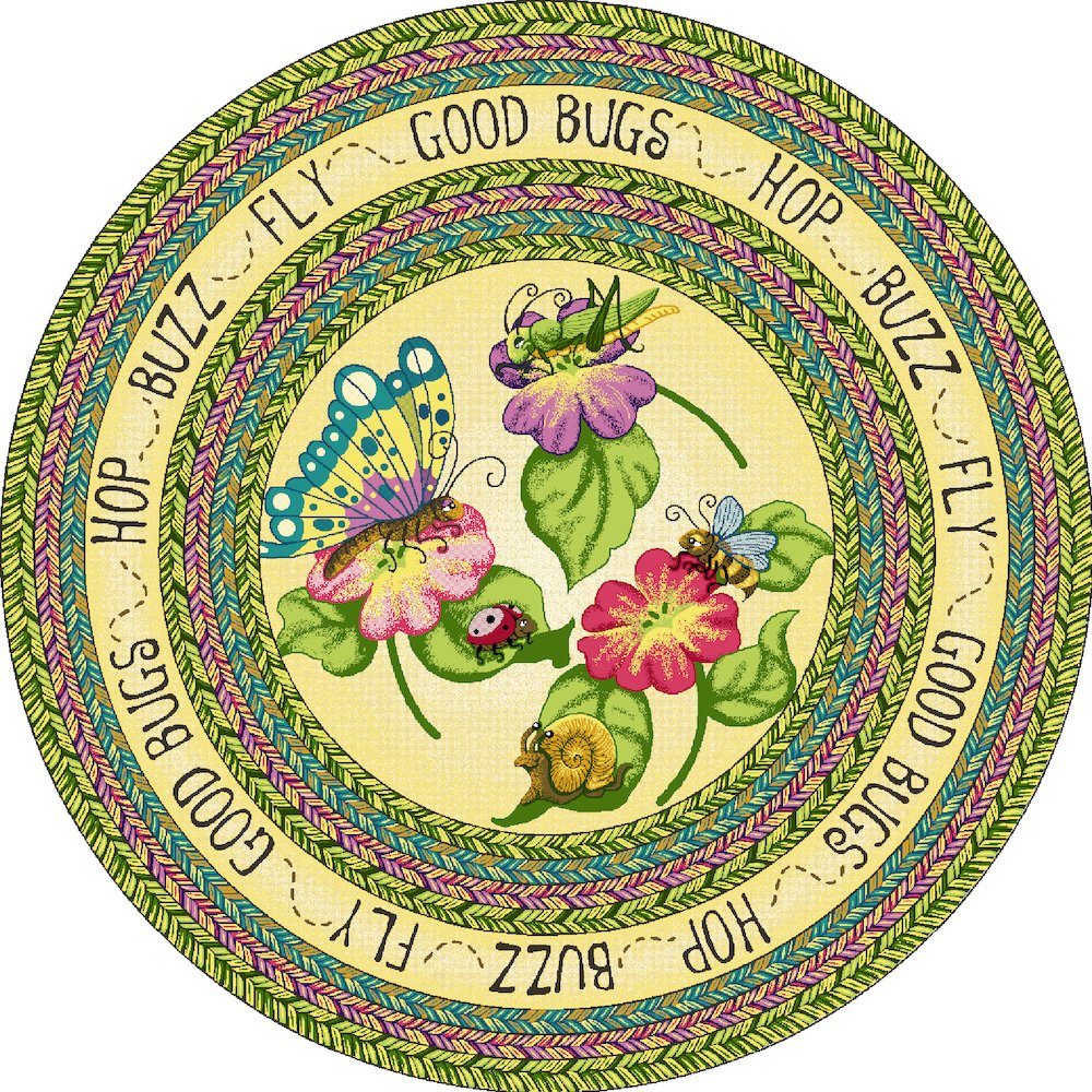 Kid Essentials Good Bugs 5'4" Round Area Rug in Color Multi