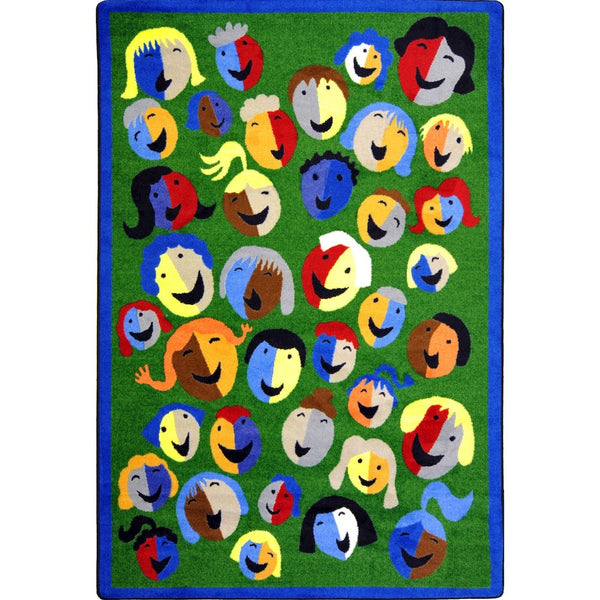 Kid Essentials Joyful Faces 5'4" x 7'8" Area Rug in Color Green