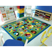 Kid Essentials Joyful Faces 5'4" x 7'8" Area Rug in Color Green