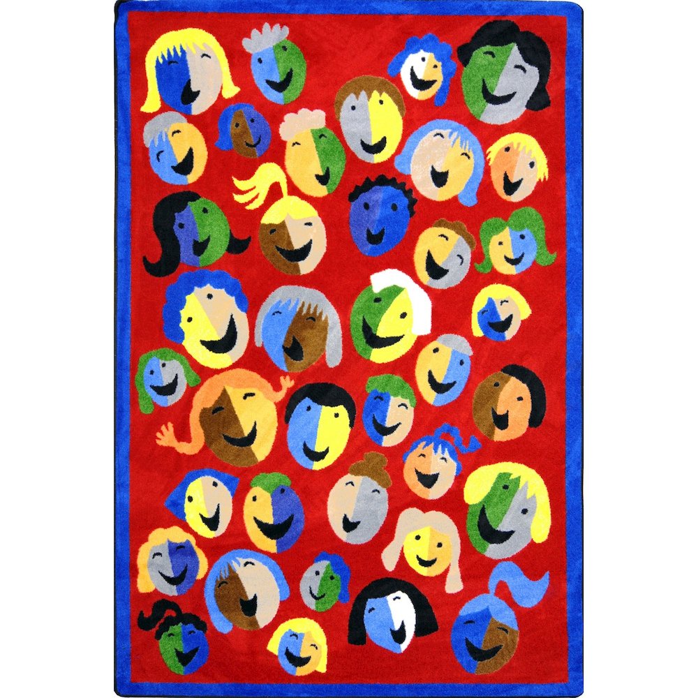 Kid Essentials Joyful Faces 5'4" x 7'8" Area Rug in Color Red
