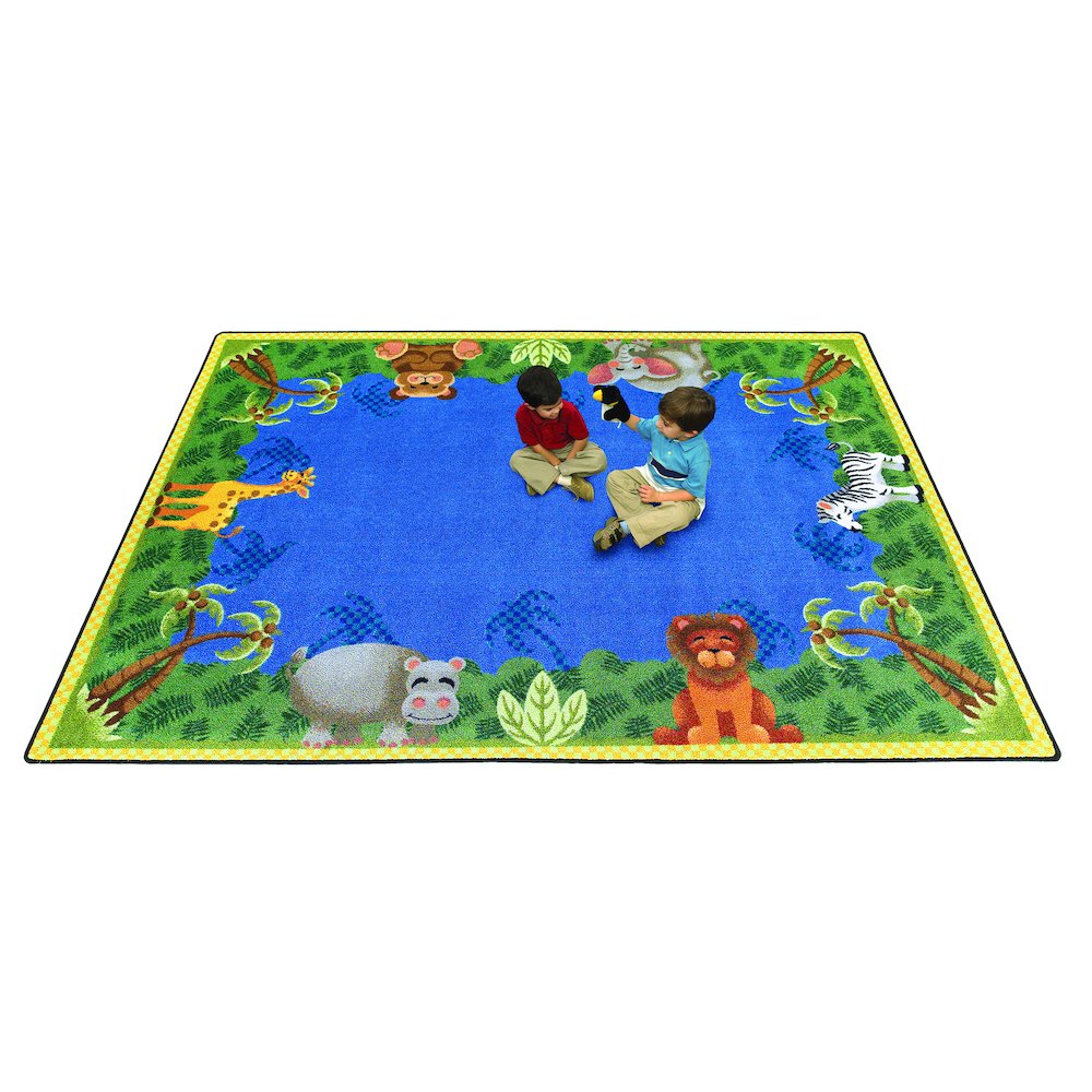 Kid Essentials Jungle Friends 5'4" x 7'8" Area Rug in Color Multi