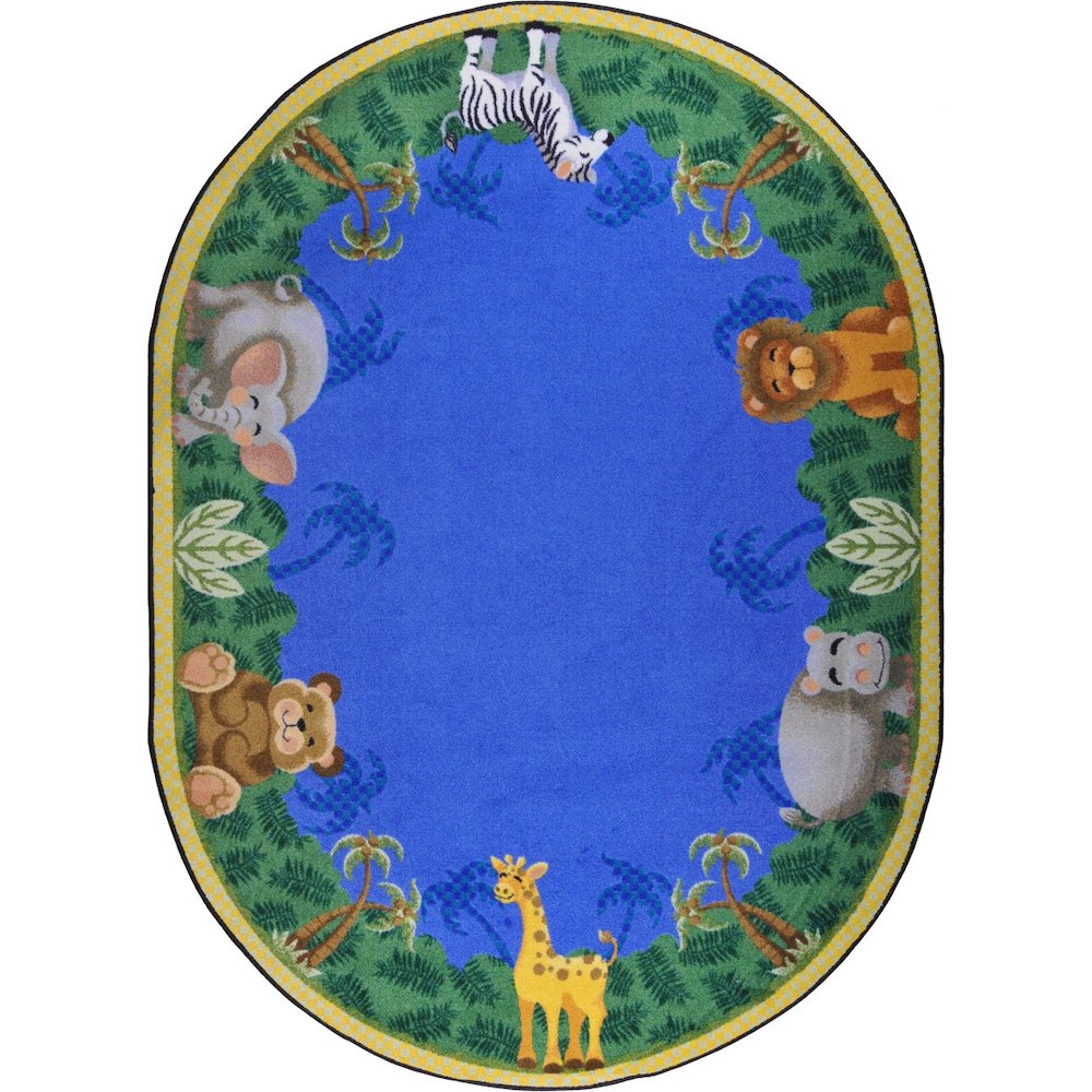 Kid Essentials Jungle Friends 5'4" x 7'8" Oval Area Rug in Color Multi