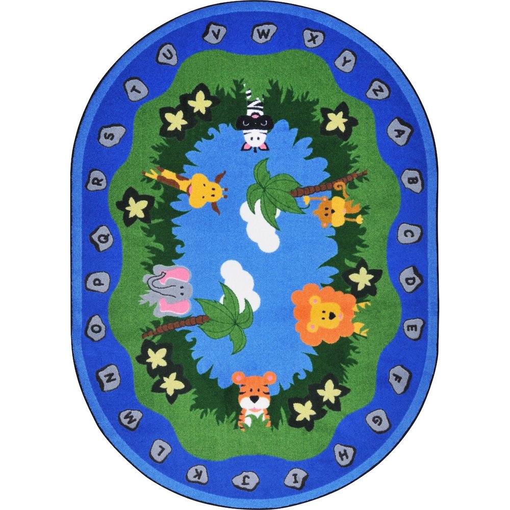 Kid Essentials Jungle Peeps 7'8" x 10'9" Oval Area Rug in Color Multi