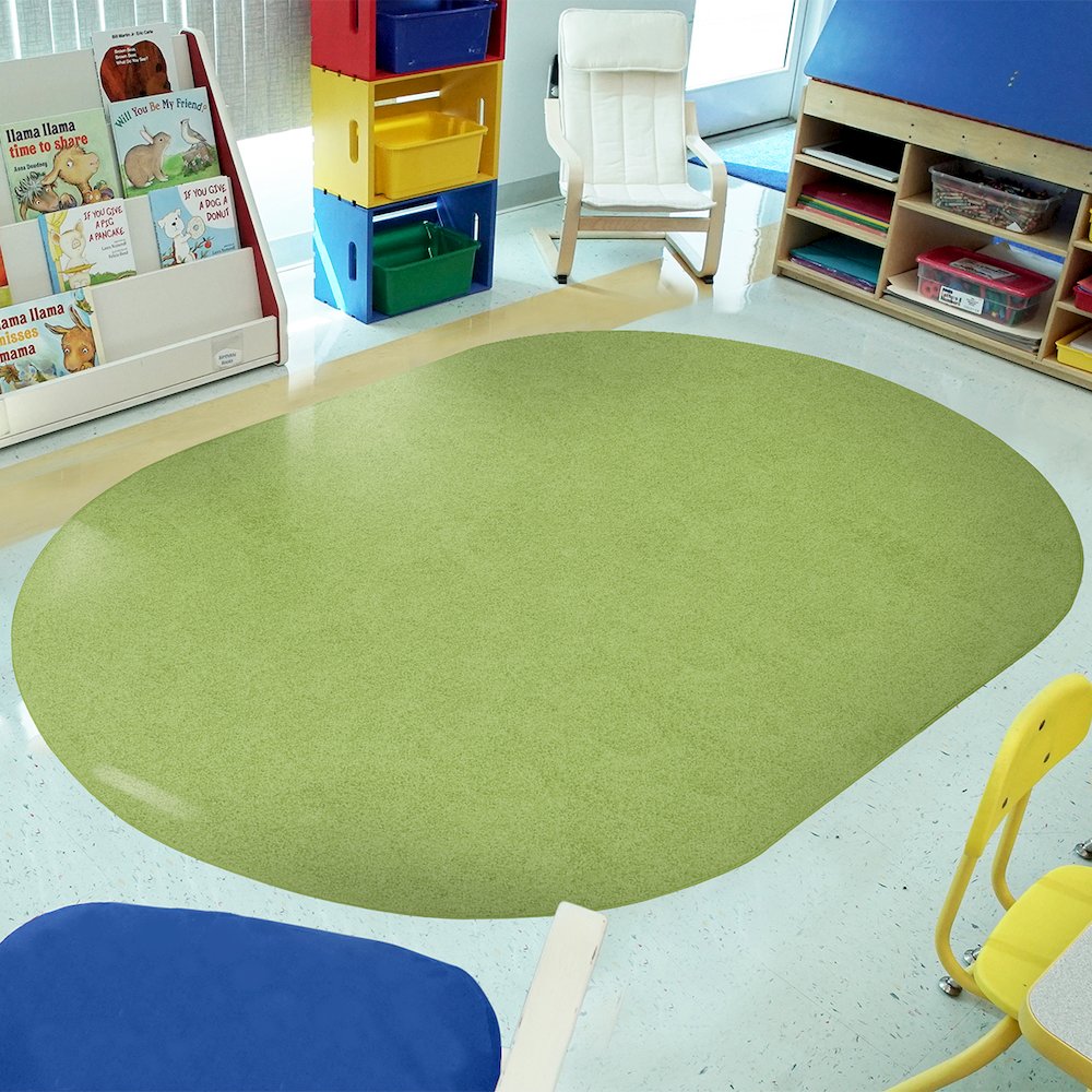 Kid Essentials Just Kidding 12' x 7'6" Oval Area Rug in Color Lime Green