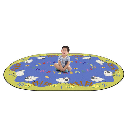 Kid Essentials Lamby Pie 7'8" x 10'9" Oval Area Rug in Color Multi