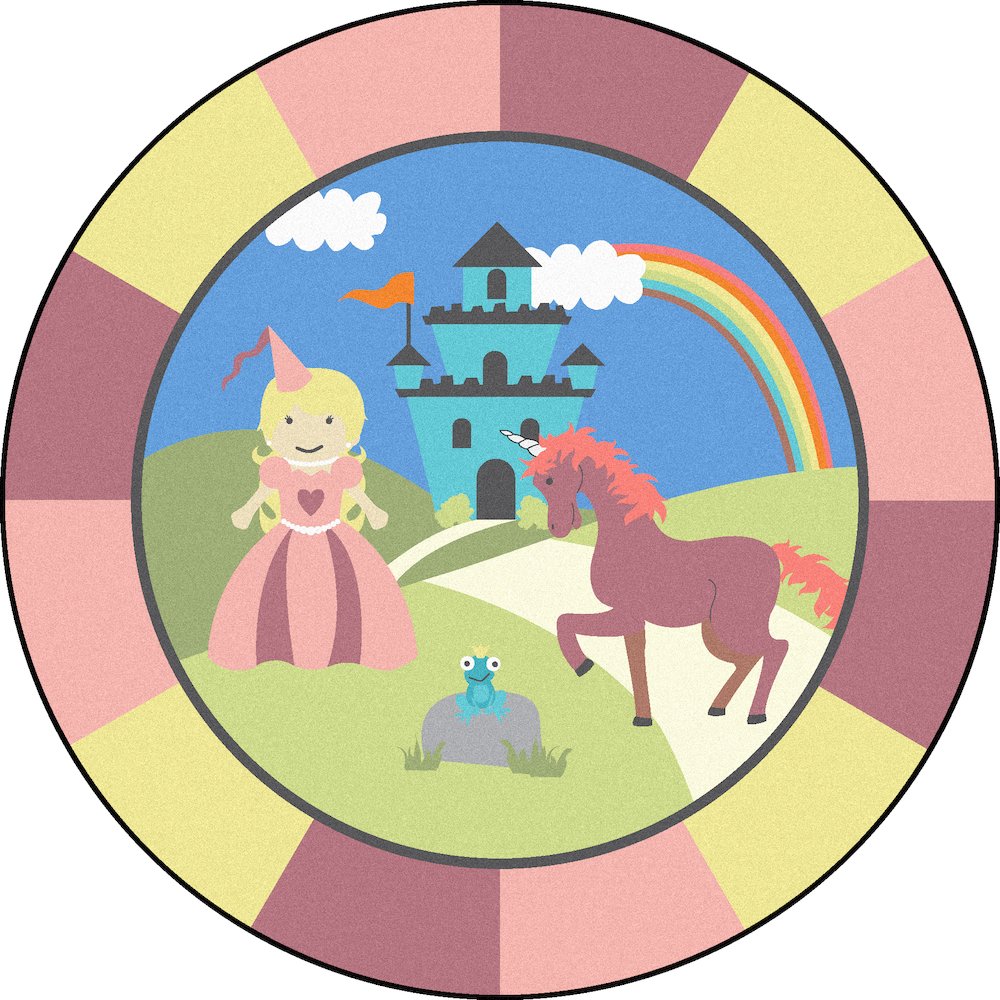 Kid Essentials Lil' Princess 5'4" Round Area Rug in Color Multi