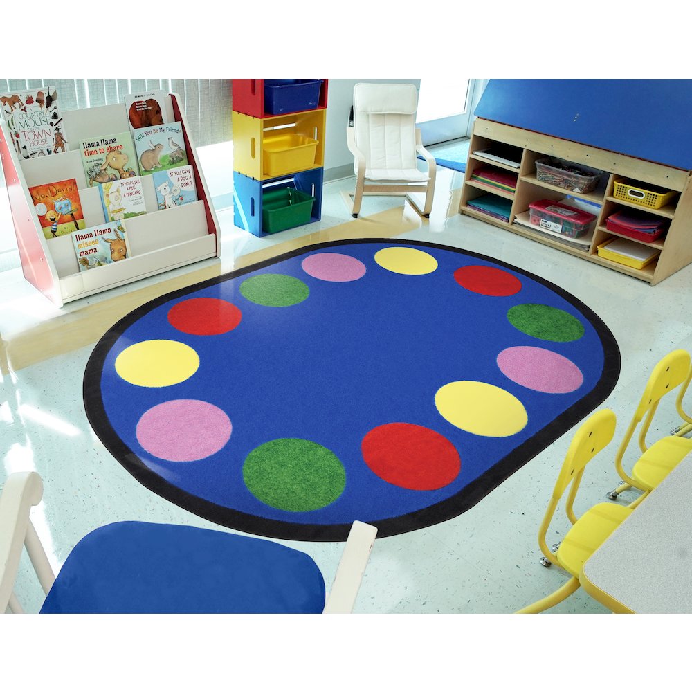 Kid Essentials Lots of Dots 7'8" x 10'9" Oval Area Rug in Color Multi