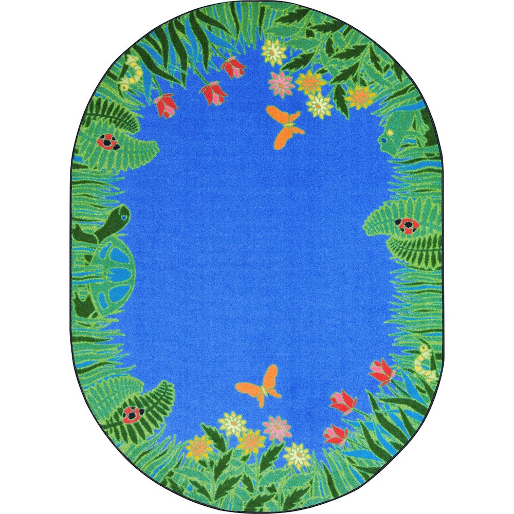 Kid Essentials Merry Meadows 7'8" x 10'9" Oval Area Rug in Color Blue