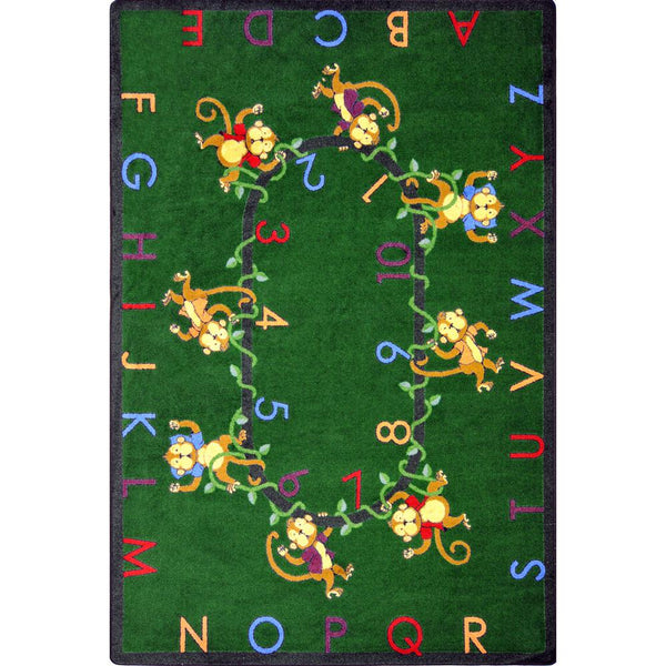 Kid Essentials Monkey Business 7'8" x 10'9" Area Rug in Color Green