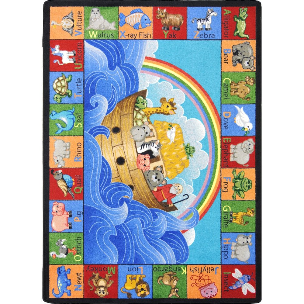 Kid Essentials Noah's Alphabet Animals 5'4" x 7'8" Area Rug in Color Multi