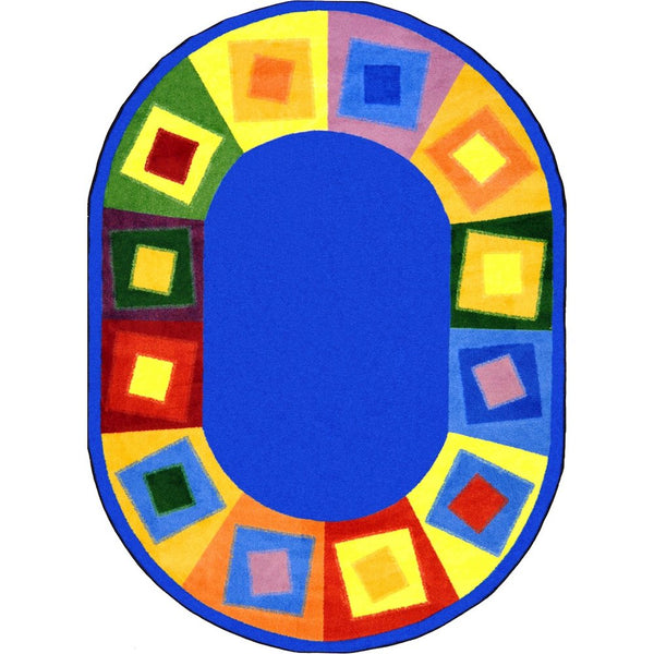 Kid Essentials Off Balance 7'8" x 10'9" Oval Area Rug in Color Brights