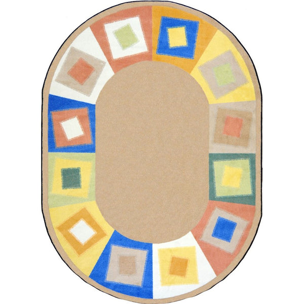 Kid Essentials Off Balance 7'8" x 10'9" Oval Area Rug in Color Softs