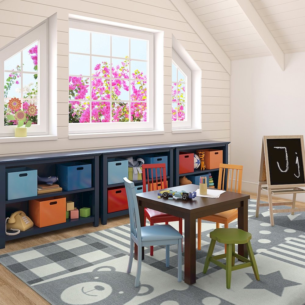 Claremont Kids Patchwork Boy 5'4" x 7'8" Area Rug in Color Cloudy