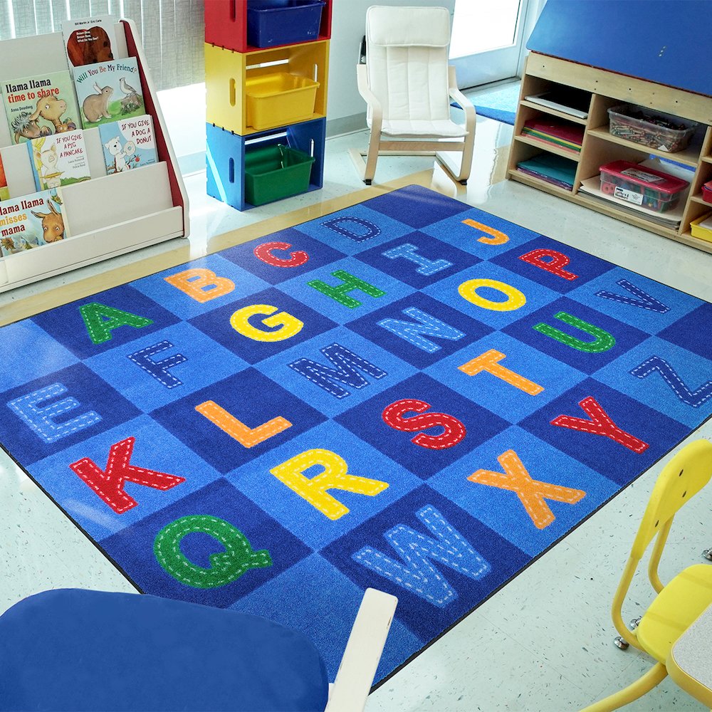 Kid Essentials Patchwork Letters 7'8" x 10'9" Area Rug in Color Multi